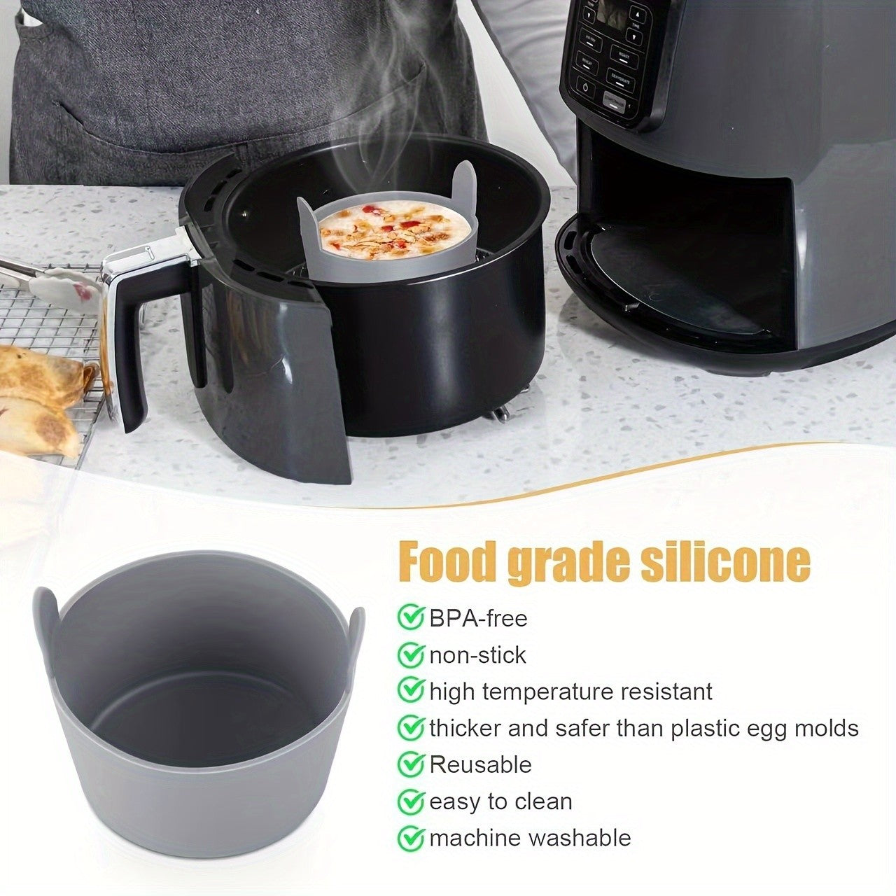 Kit Premium de Formas de Silicone para Air Fryer – Cozinhe com Sabor, Limpeza e Sofisticação!