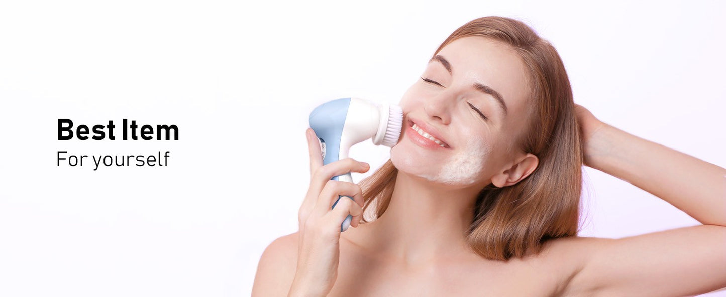 GlowSpa™ 7 em 1 – Escova Elétrica Facial Rosa com Limpeza Profunda, Esfoliação e Massagem Rejuvenescedora