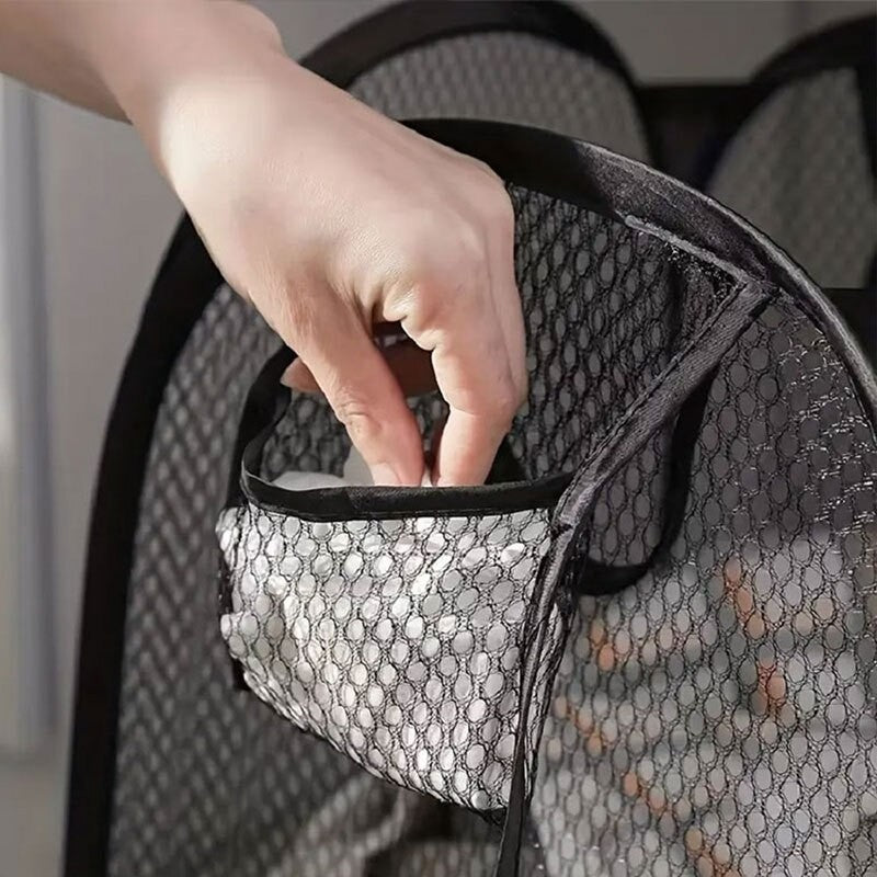 Cesto Dobrável Premium de Lavanderia em Malha Respirável