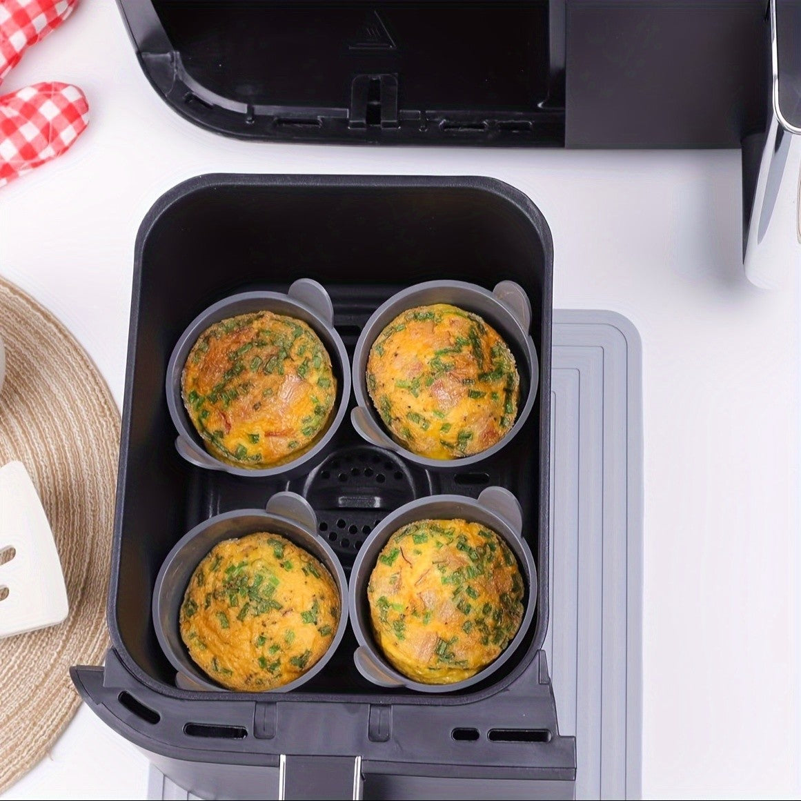 Kit Premium de Formas de Silicone para Air Fryer – Cozinhe com Sabor, Limpeza e Sofisticação!