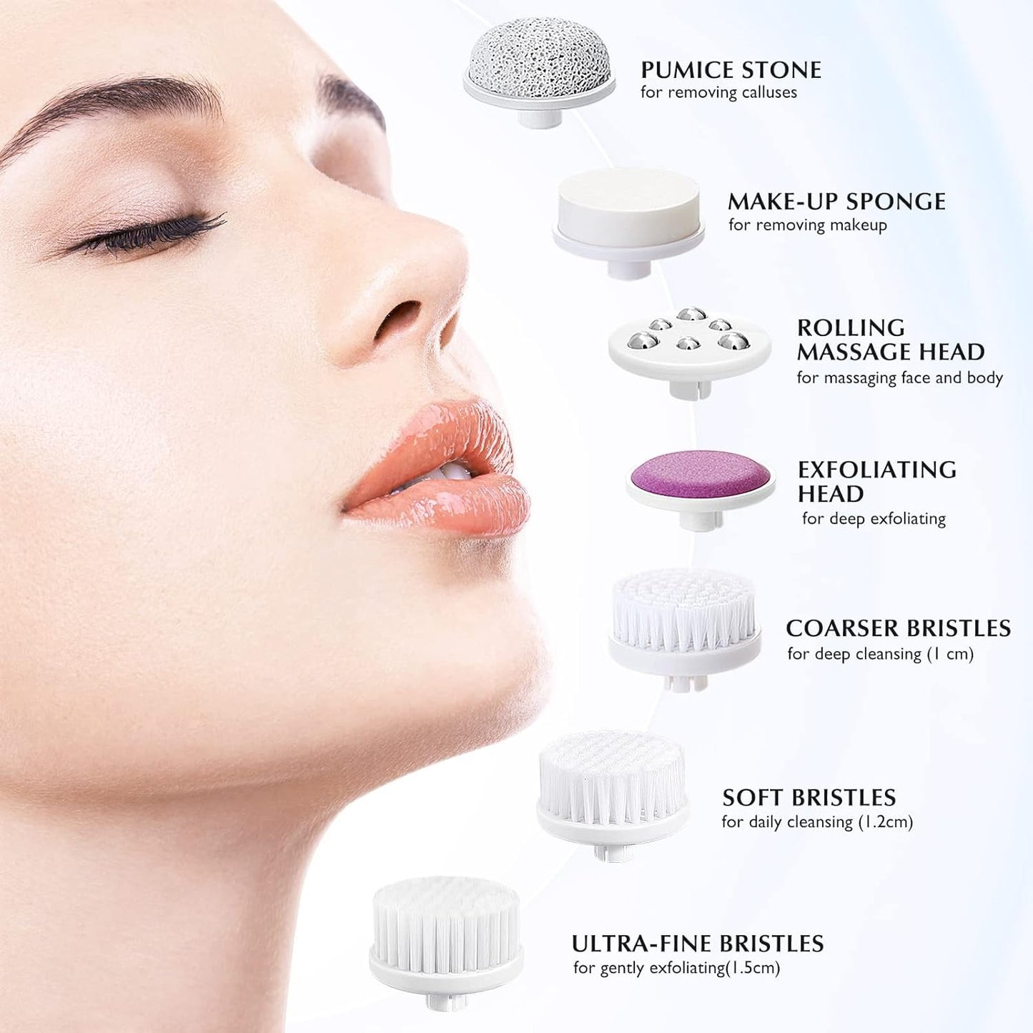 GlowSpa™ 7 em 1 – Escova Elétrica Facial Rosa com Limpeza Profunda, Esfoliação e Massagem Rejuvenescedora