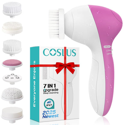 GlowSpa™ 7 em 1 – Escova Elétrica Facial Rosa com Limpeza Profunda, Esfoliação e Massagem Rejuvenescedora