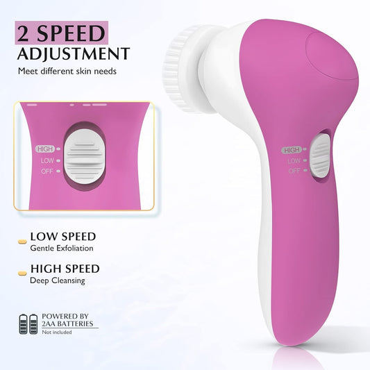 GlowSpa™ 7 em 1 – Escova Elétrica Facial Rosa com Limpeza Profunda, Esfoliação e Massagem Rejuvenescedora