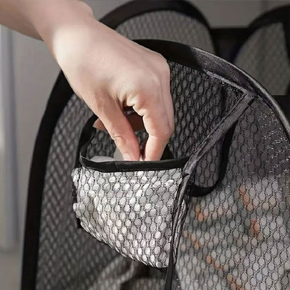 Cesto Dobrável Premium de Lavanderia em Malha Respirável