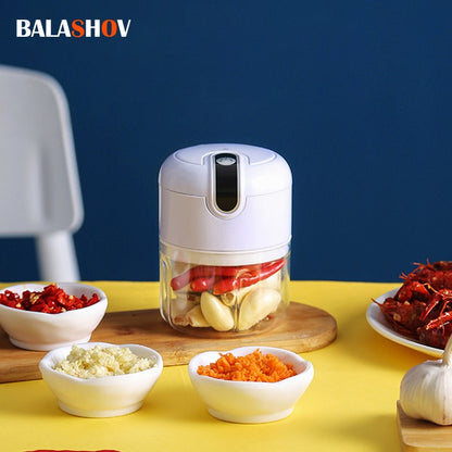 Mini Processador Elétrico USB para Alho, Cebola e Vegetais – Compacto, Recarregável e Super Prático!